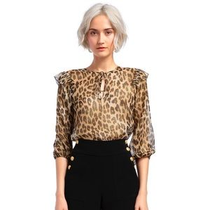 Alice+Olivia Sissy Leopard Blouse